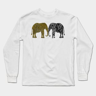 Elephants in Animal Prints Long Sleeve T-Shirt